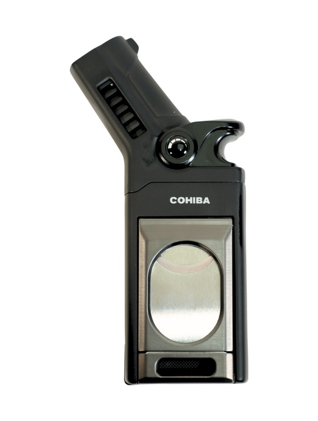 Cohiba Tek Torch Pürmüz Dahili S-v Cut & İğneli Siyah Gunmetal Metal Puro Çakmağı - Tr9526