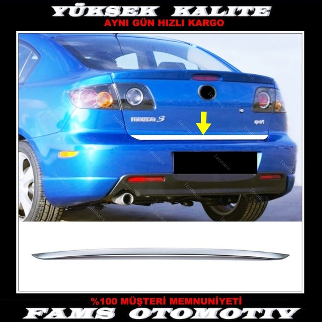Mazda 3 Sedan Krom Bagaj Alt Çıtası 2003-2009 Arası P.Çelik