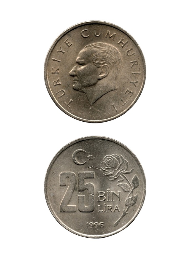 25.000 Lira 1996 Çil Eski Madeni Para