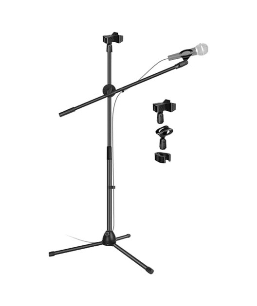 180cm Maksimum Uzunluk Mikrofon Standı Multi Fonksiyonel 2in1 Microphone Katlanabilir Açısı Ayarlanabilir Zemin Üstü - Model 103