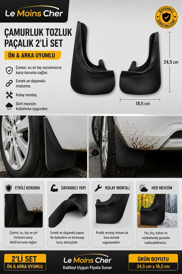 Togg T10x V2 Rwd Çamurluk Tozluk Paçalık 2'li Set Ön Arka Uyumlu