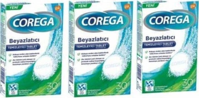 Corega Protez Temizleyici Beyazlatıcı Tablet 3 x 30 Adet
