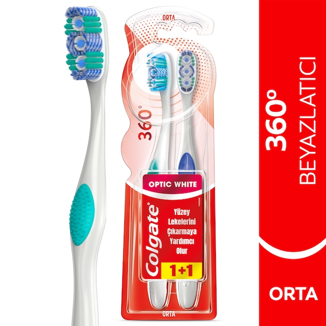 Colgate 360 Optik Beyaz Diş Fırçası Medium 2'li