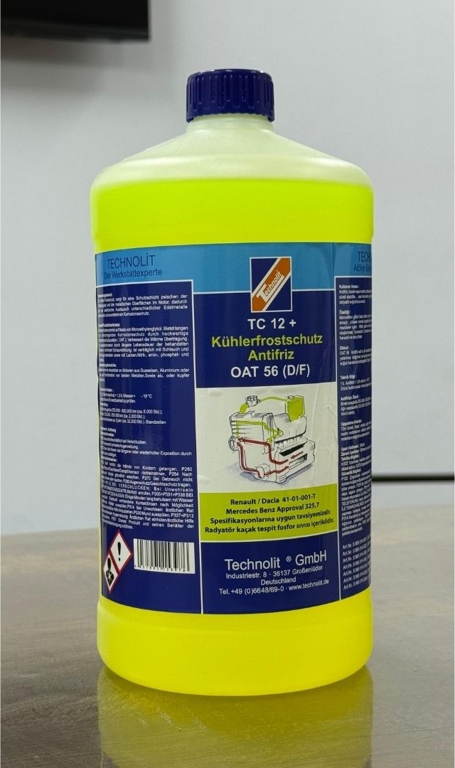 Fosforlu Yüksek Performaslı Oat Teknolojili Konsantre Saf Sarı Antifiriz -56 3l Sarı