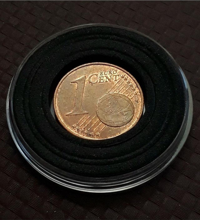 2002 1 Euro Cent Eski Madeni Para Kapsül Içinde Görseldeki Ürün / 340