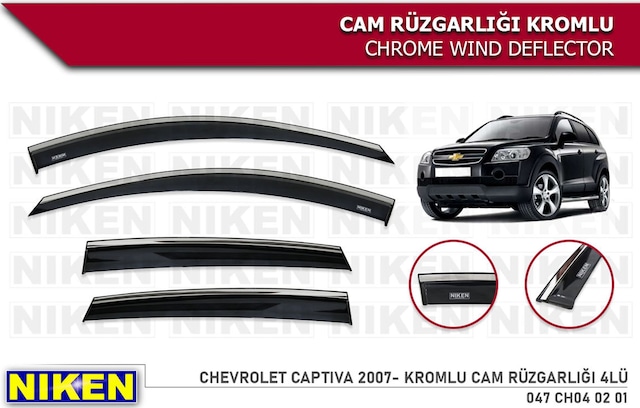 Niken Chevrolet Captiva 2007-Sonrası Kromlu Cam Rüzgarlığı 4 Lü