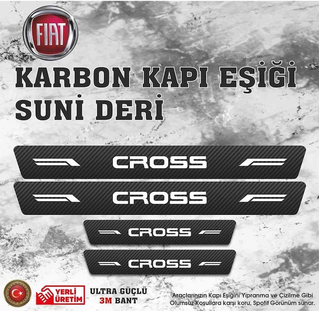 Egea Cross Uyumlu Deri Karbon Kapı Eşiği Koruyucu Bant 4 Adet
