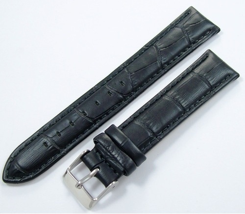 Bizon Deri Saat Kayışı 18Mm Siyah Saat Kordonu Kroko Baskı Kalite