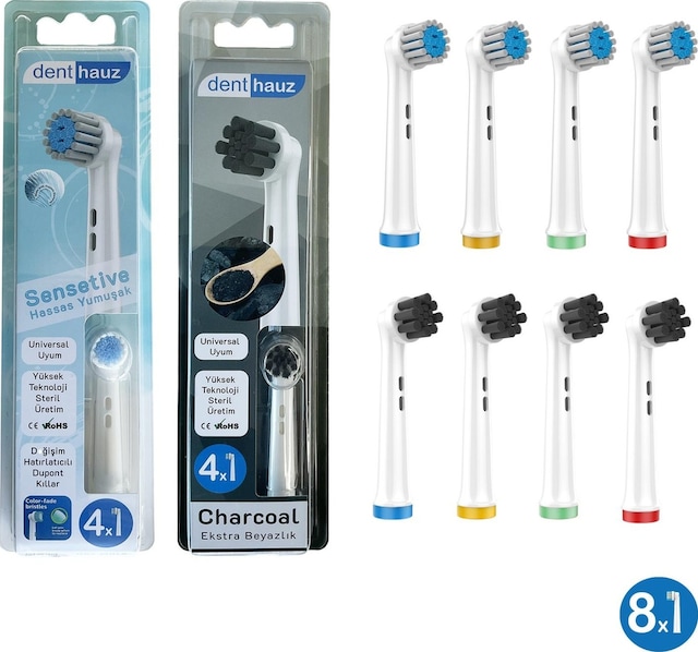 Sensetive + Charcoal Yumuşak Oral-b Uyumlu Yedek Diş Fırçası Başlıkları
