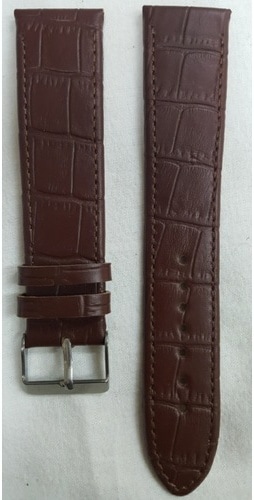 Kahve Kroko Baskı Deri Saat Kordonu Kayışı 20 Mm