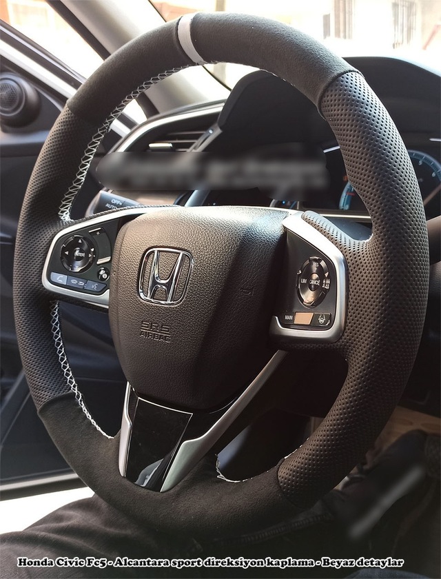 Honda Civic Fc5 Araca Özel Direksiyon Kılıfı Nokta Tüylü Alcantr