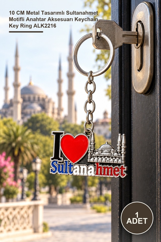 1 Adet Metal Sultanahmet Anahtarlık 10 Cm Metal Tasarımlı Sultanahmet Motifli Anahtar Aksesuarı Keychain Key Ring Alk2216