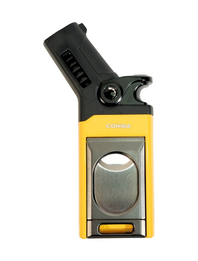 Cohiba Tek Torch Pürmüz Dahili S-v Cut & İğneli Sarı Siyah Metal Puro Çakmağı - Tr9527