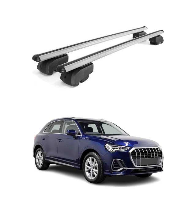 Audi Q3 Iı 2018-2025 Arası Uyumlu Port Bagaj Taşıyıcı Ara Atkı Alüminyum Gümüş 2 Parça
