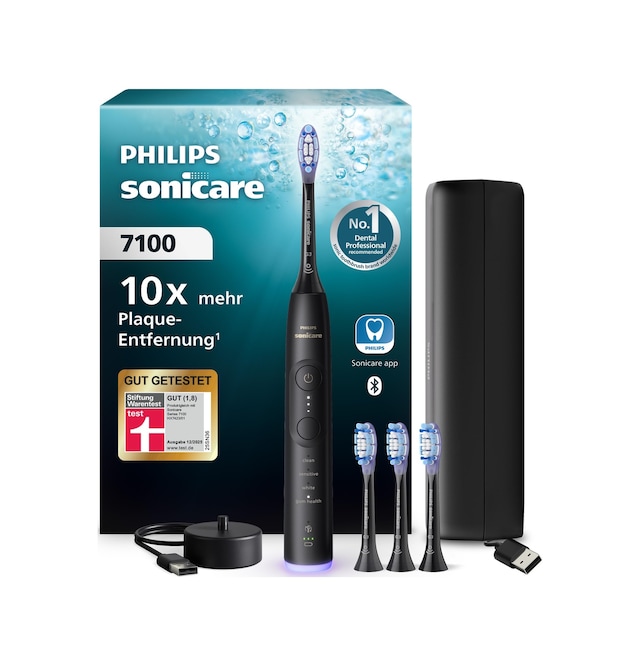 Philips Sonicare 7100 Elektrikli Diş Fırçası, Uygulamalı Sonic Diş Fırçası, 4 Fırçalama Modu Ve 3 Yoğunluk Seviyesi, Basınç Kontrolü, Easystart, Smartimer, Siyah, Model Hx7421/08 Yeni Teknoloji