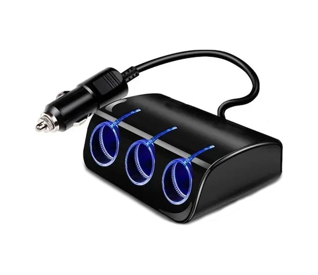 Oto Araç Çakmak Çoğaltıcı 3 Port Işıklı Dişi Çakmak Çoklayıcı 120w