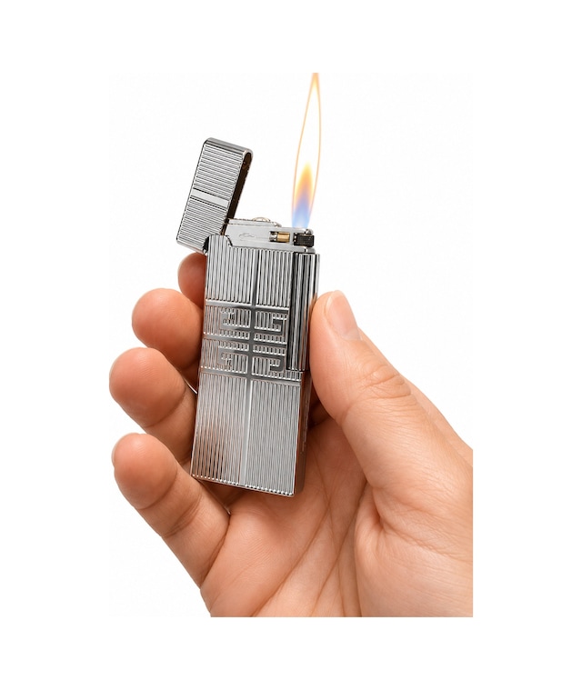 Premium Metal Gazlı Çakmak Çizgili Desenli Klasik Taşlı Hediyelik Çakmak