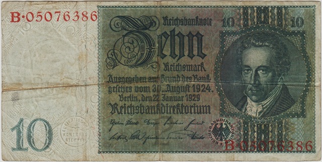 Almanya 10 Mark 1929 Iıı. Reıch 1931-48 Arası Kullanılmıştır. Çok Temiz -