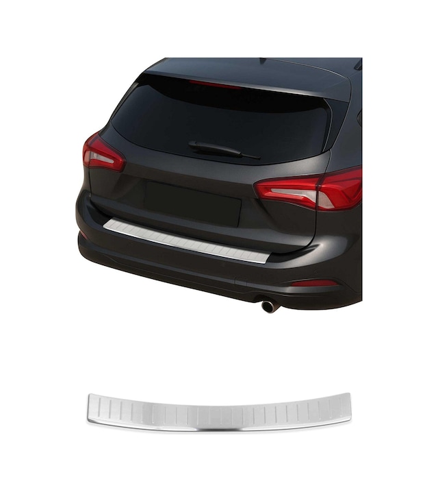 Ford Focus Iv Station Wagon 2018-2025 Uyumlu Krom Arka Tampon Eşiği Paslanmaz Çelik Taşlı Mat
