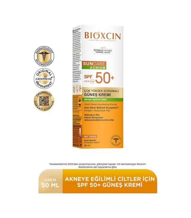 Bioxcin Sun Care Akneye Eğilimli Ciltler Için Güneş Kremi 50 Spf 50 Ml - Akne, Dry Touch, Mat