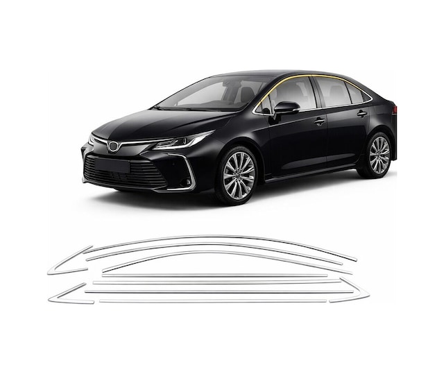 Niken Toyota Corolla Cam Çerçevesi Kenar Çıtası Krom Tamtur 2019+ 12 Parça