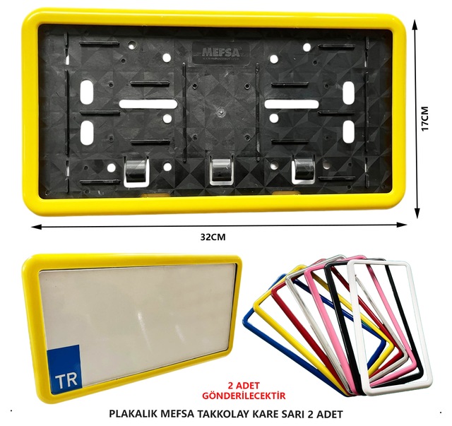 Plakalık Plastik Tak Kolay Kare Sarı Çerçeveli 2 Adet