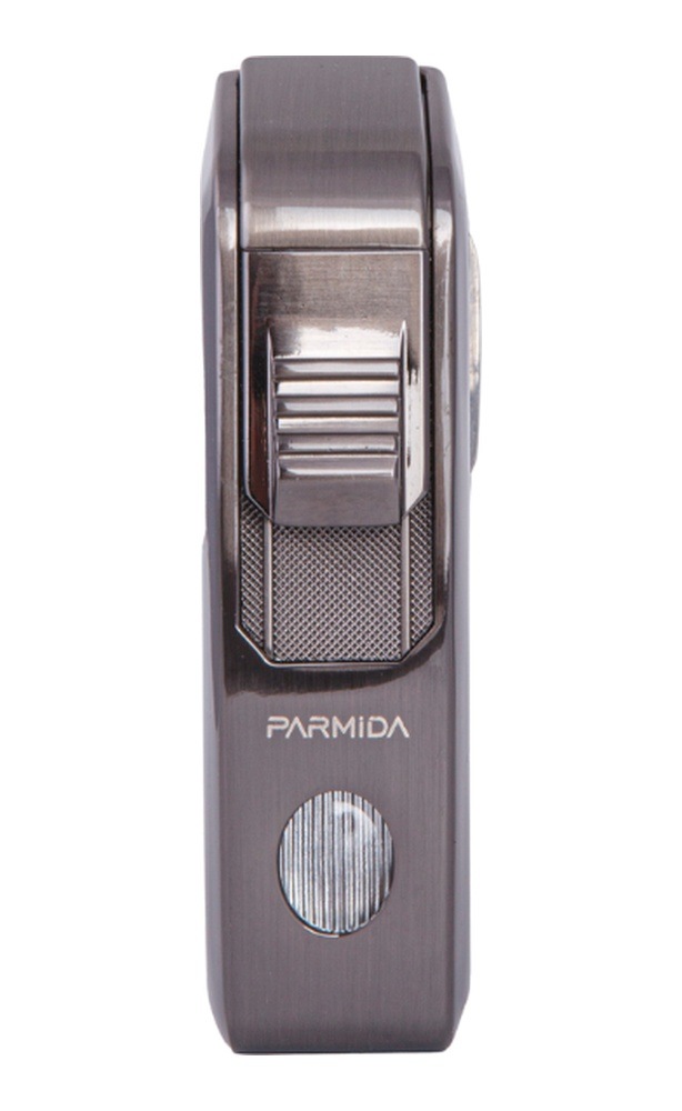 Tek Torch Pürmüz Gunmetal-ahşap Desenli Dahili Puro Makaslı Metal Puro Çakmağı - Tr7958