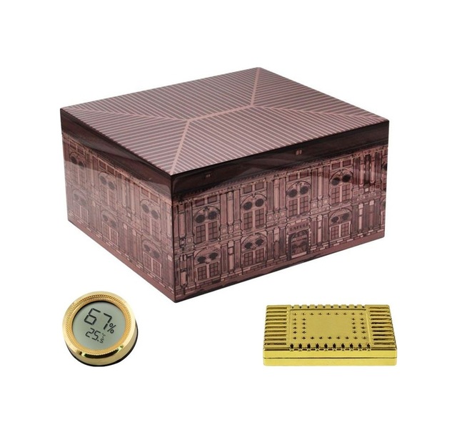 Lafuli Kahverengi Tek Katlı Desenli Humidor Puro Kutusu Rd09