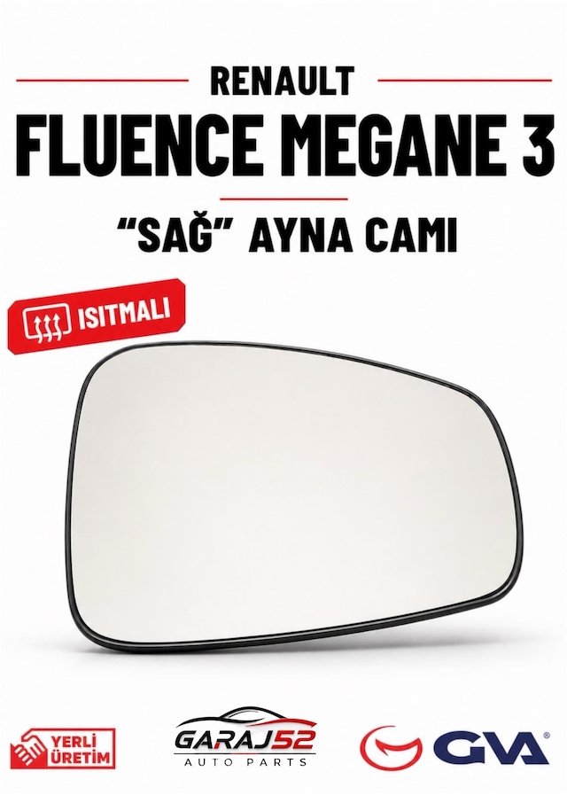 Renault Fluence Megane 3 Sağ Isıtmalı Ayna Camı 963651913r