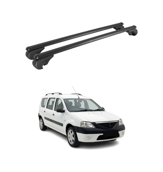 Dacia Logan Mcv I 2006-2012 Arası Uyumlu Port Bagaj Taşıyıcı Ara Atkı Alüminyum Siyah 2 Parça