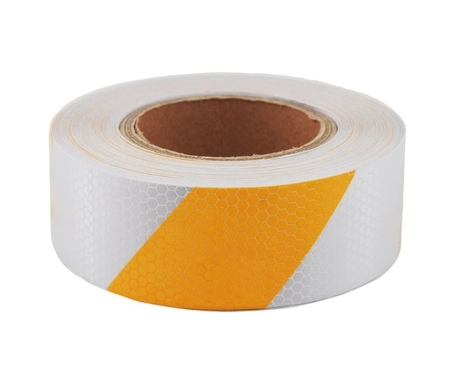 Reflektif Fosforlu Petekli Şerit Çapraz Bant 5 Cm X 25 Metre Sarı Beyaz GLZ03902332