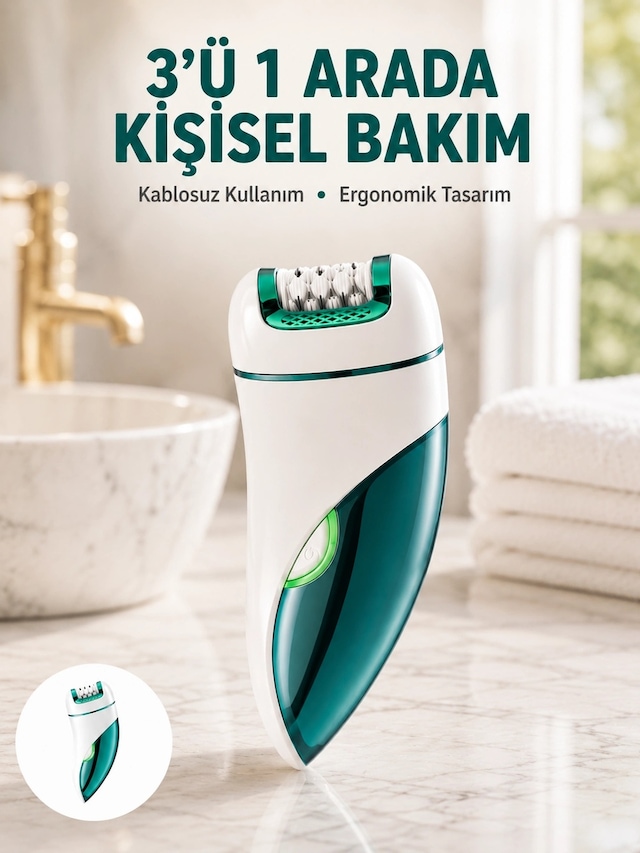 Çok Fonksiyonlu Epilatör 600mah 90 Dakika Kullanım Led Metal Başlık Su Geçirmez Yeni Nesil
