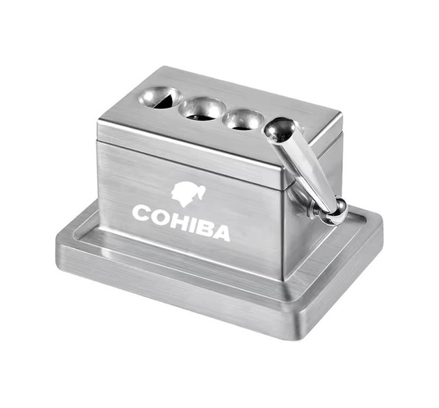 Cohiba Gümüş Masa Tipi 4 Fonksiyonlu Metal Puro Makası Kesici - Tr8728
