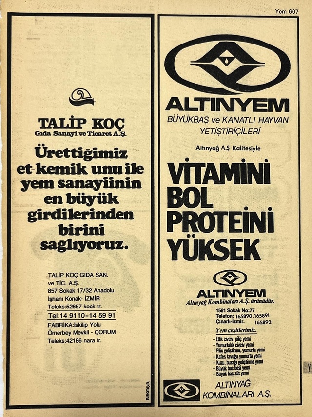 İzmir 1982-1983 Meslek Reklam İlanı Efemera S607 Teşhir Ürün