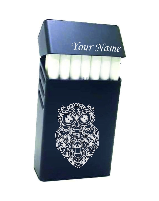 Baykuş Temalı Kişiye Özel Metal Sigara Tabakası Paketi Taşıma