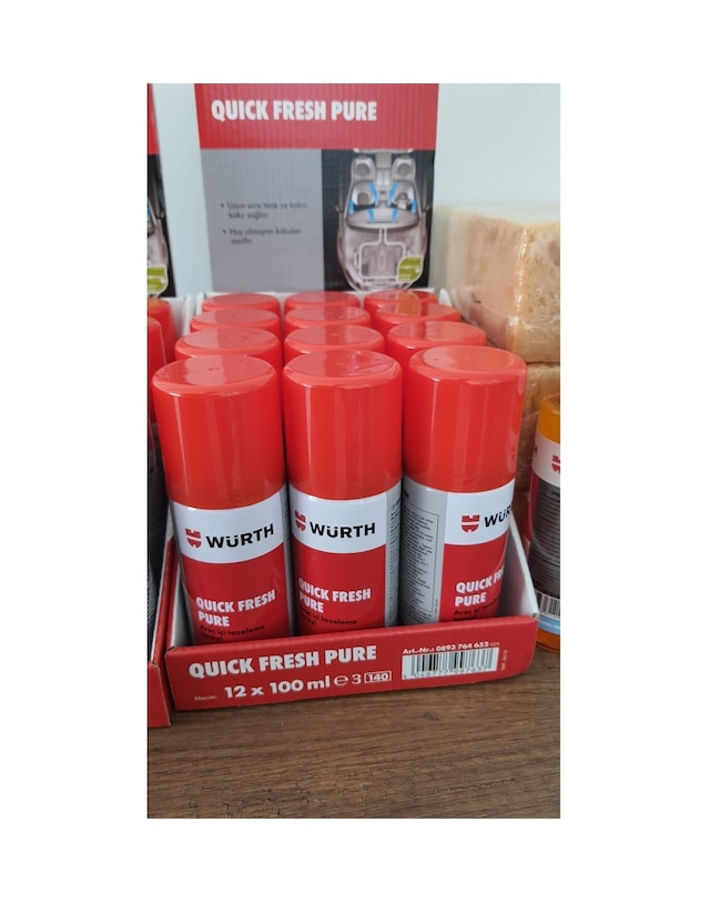 Quick Fresh Pure 100 Ml Klima Koku Bombası Araç Içi Tazeleme Spreyi Kötü Koku Giderici 1 Adet Beyaz