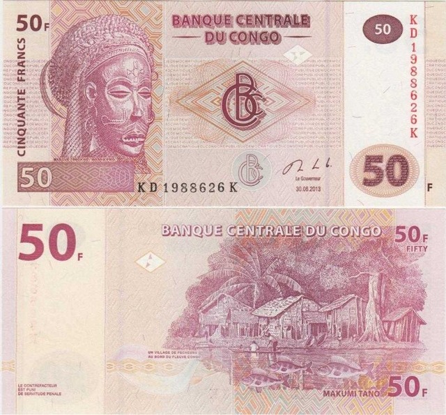 Kongo 50 Frank 2013 Çil Kondisyon.