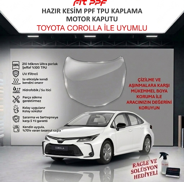 Fit Ppf Toyota Corolla - 210 Mikron Premium Tpu Ppf Kaplama Seti - Ön Kaput