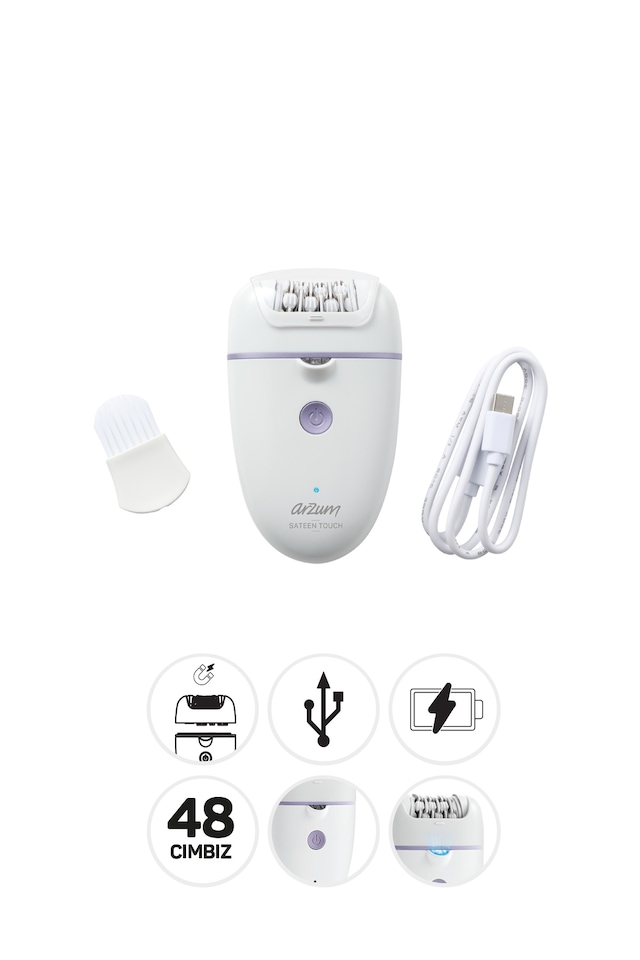 Arzum Ar5173 Sateen Touch Şarjlı Epilasyon Cihazı, Beyaz