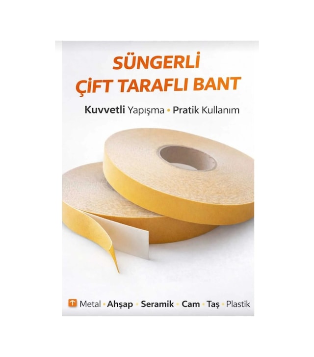 Süngerli Çift Taraflı Bant 6 Adet Ultra Yapışkan İç Dış Mekan Tamir Çok Amaçlı Köpük Bant 18 Mm 50 Mt Diğer