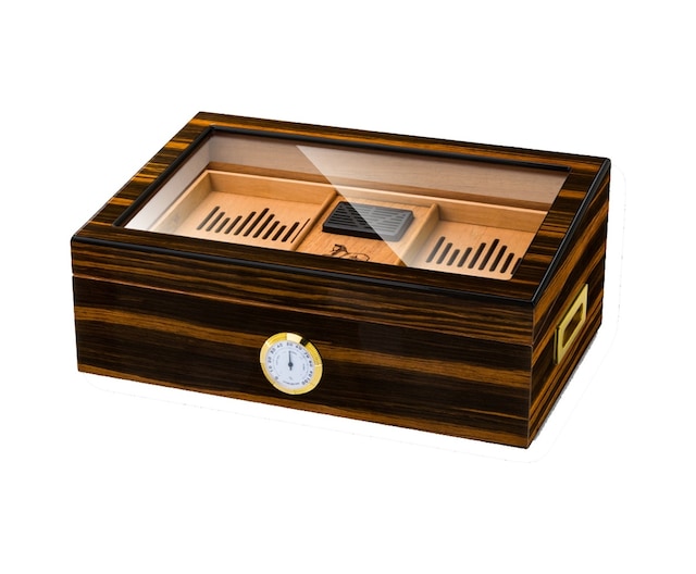 Lubinski Cedar Camlı Tepsili Puro Kutusu Humidor Kahve 100s