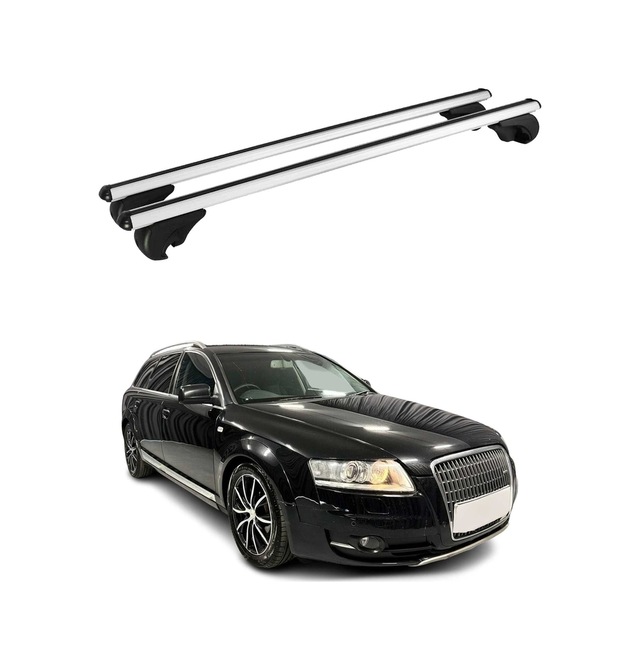 Audi A6 C6 Allroad 2006-2011 Arası Uyumlu Port Bagaj Taşıyıcı Ara Atkı Alüminyum Gümüş 2 Parça