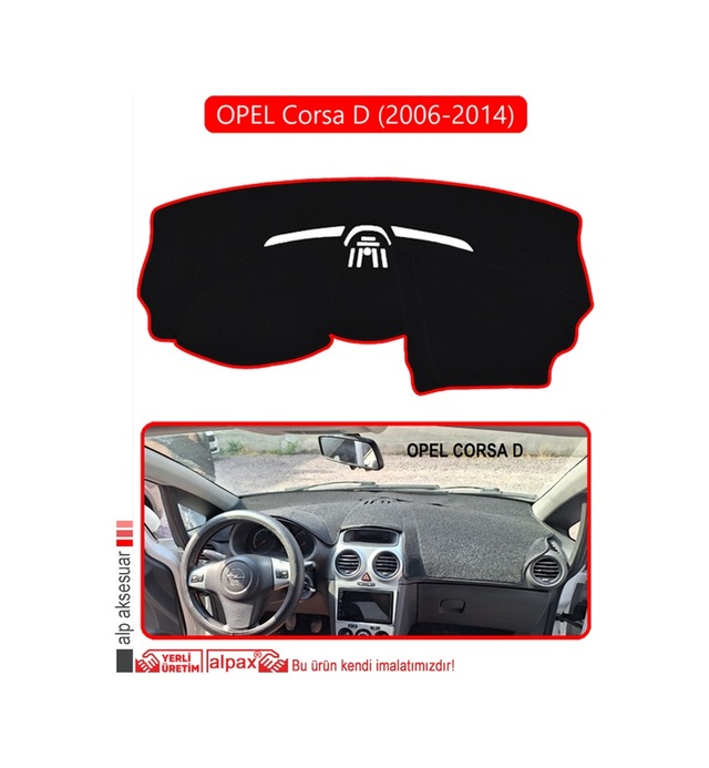 Opel Corsa D 2006-2014 Torpido Koruma Halısı Kırmızı Kenar