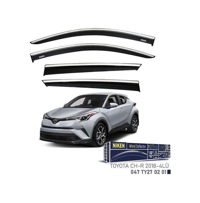 Niken Toyota Chr Cam Rüzgarlığı Kromlu 4&apos Lü 2018+ Sonrası