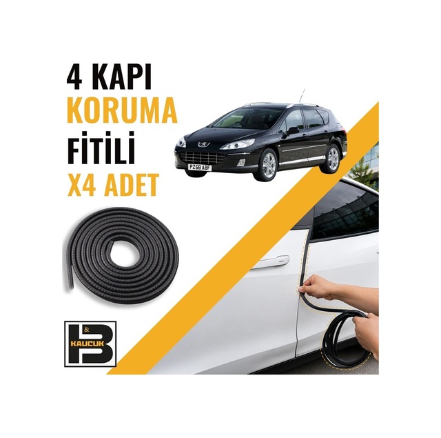 Peugeot 407 Station Wagon Kapı Koruma Fitili-4 Kapı-siyah-bm2527