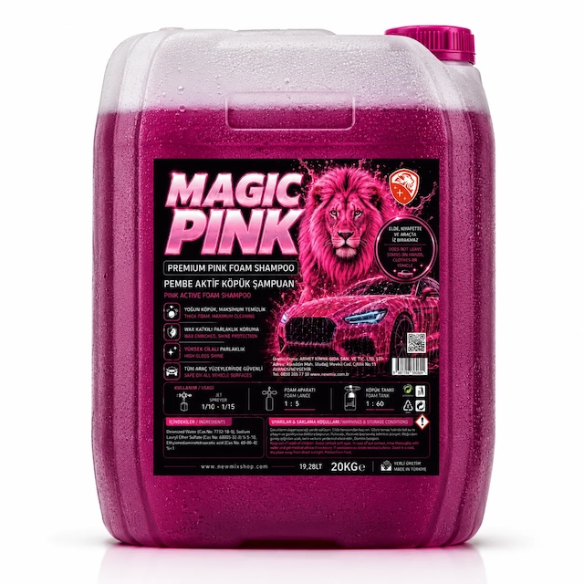 Magic Pink Fırçasız Sihirli Pembe Oto Şampuanı 20 Kg