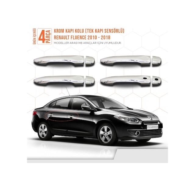 Renault Fluence Krom Kapı Kolu 4 Kapı - Tek Kapı Sensörlü