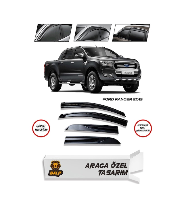 Ford Ranger Cam Rüzgarlığı 4lü 2013 ve Üzeri