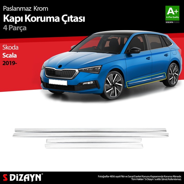 S-dizayn Skoda Scala Krom Kapı Koruma Çıtası 4 Prç. 2019 Üzeri. N11.262