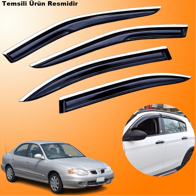 Hyundai Elantra Mügen Cam Rüzgarlığı Abs Krom Nikelajlı Cam Rüzgarlığı 1996-2001 Arası 4 Lü Set